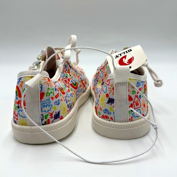 NWT BILLY Footwear LowTop Sneakers Big Girl White with Rainbow House Print - Picture 9 of 12
